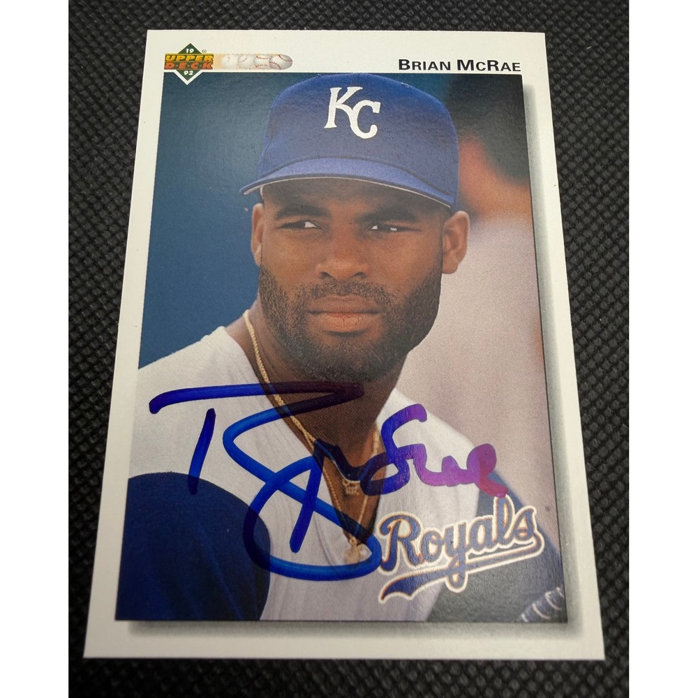 Brian McRae Signed 1992 Upper Deck Baseball Card 157 Kansas‎ City Royals Auto